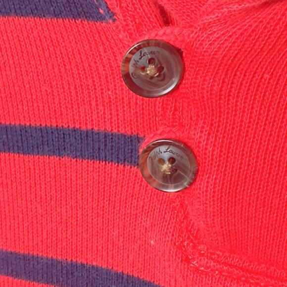 Polo Ralph Lauren Red Navy Stripe Shawl Collar Sweater Boys M 10-12 100% Cotton - Picture 7 of 11